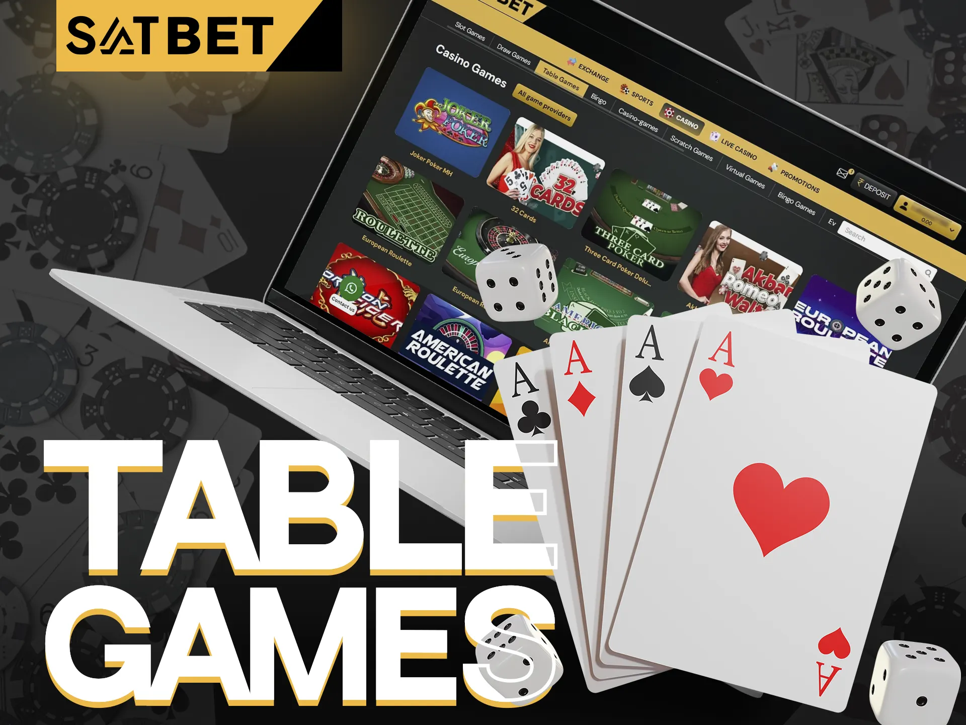 Play against the casino or other players at table games on SatBet.