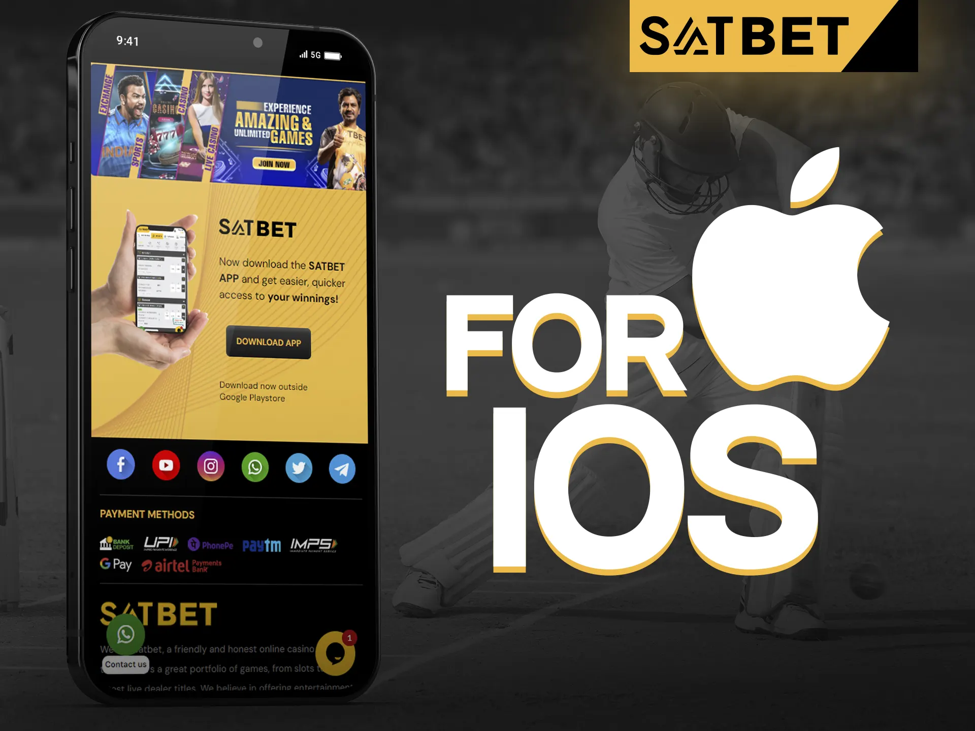 Play SatBet for iOS through the mobile site.