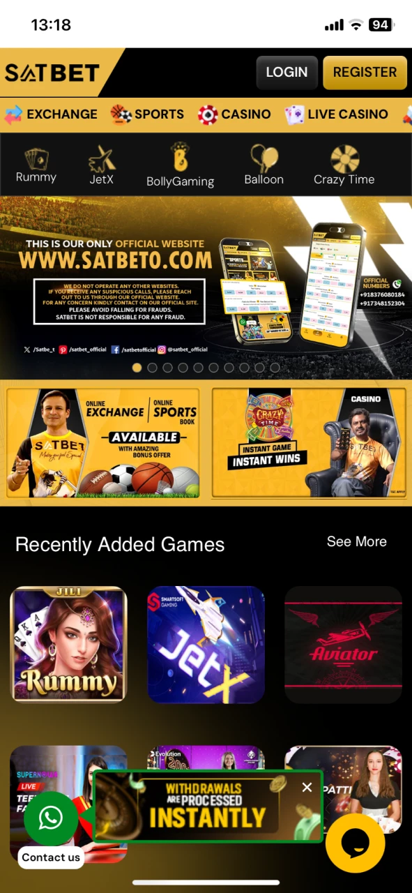 Enter SatBet casino in your search bar and click.